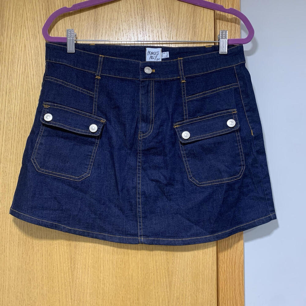 Princess Polly Dark Blue Denim Mini Skirt - Size 6